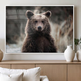 47112103-MGV-FP-60X30-3P_White-Brown Bear Wall Art Canvas Print, Framed Forest Wildlife Art Picture Print, Woodland Bear Perfect Rustic Cabin Decor Artwork