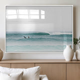 56345117-MGV-FP-36X24-3P_White-Minimalist Surfing Wall Art Canvas Print, Framed Ocean Waves Art Picture Print, Soft Ocean Perfect Minimalist Coastal Decor