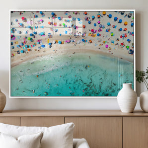 76172085-MGV-FP-60X30-3P_White-Tropical Shoreline Wall Art Canvas Print, Framed Beach Relaxing Art Picture Print, Aerial Summer Perfect Coastal Vibrant Decor