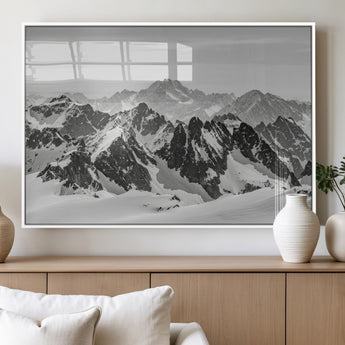 46884246-MGV-FP-36X24-3P_White-Snowy Mountain Wall Art Canvas Print, Framed Mountain Peaks Art Picture Print, Alpine Mountains Perfect Minimalist Alpine Decor