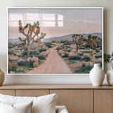 12540952-MGV-FP-36X24-3P_White-Joshua Tree Park Wall Art Canvas Print, Framed Desert Road Art Picture Print, Sunset Drive Perfect Southwestern Boho Decor Artwork