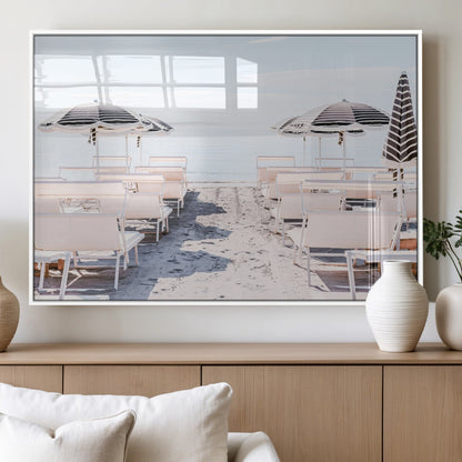 67623952-MGV-FP-36X24-3P_White-Minimalist Beach Wall Art Canvas Print, Framed Pastel Sand Art Picture Print, Beach Aesthetic Perfect Coastal Minimalist Decor