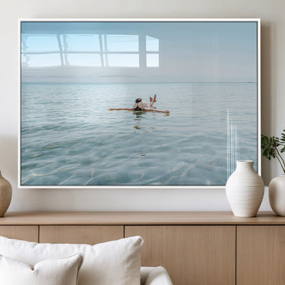 32624554-MGV-FP-60X30-3P_White-Swimming Relaxation Wall Art Canvas Print, Framed Peaceful Water Art Picture Print, Clear Sea Perfect Minimalist Aquatic Decor