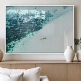 33764764-MGV-FP-60X30-3P_White-Minimal Beach Wall Art Canvas Print, Framed Ocean Swimming Art Picture Print, Clear Ocean Perfect Minimal Coastal Decor Artwork
