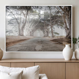 87090469-MGV-FP-60X30-3P_White-Cypress Tunnel Wall Art Canvas Print, Framed Misty Road Art Picture Print, Foggy Trees Perfect Rustic Woodland Decor Artwork