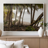 92093951-MGV-FP-36X24-3P_White-Tropical Jungle Wall Art Canvas Print, Framed Palm Tree Forest Art Picture Print, Coastal Escape Perfect Jungle Retreat Decor