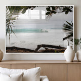 50382104-MGV-FP-60X30-3P_White-Tropical Surf Wall Art Canvas Print, Framed Palm Tree View Art Picture Print, Beach House Art Perfect Boho Coastal Decor Artwork