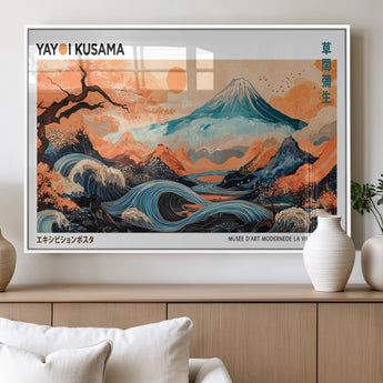 88785870-MGV-FP-36X24-3P_White-Japanese Great Wave & Mt Fuji Wall Art – Ukiyo e Style Landscape Print with Flowing River, Autumn Mountain Poster, Oriental Asian