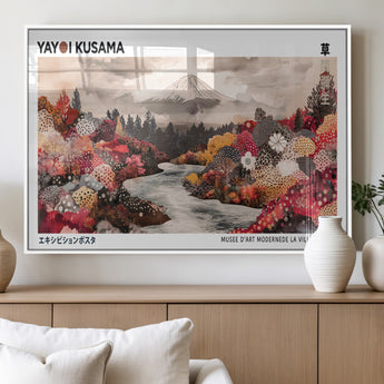 32352074-MGV-FP-36X24-3P_White-Japanese Landscape Wall Art – Mount Fuji River Canvas Print, Modern Asian Inspired Nature Decor for Living Room, Bedroom, Office