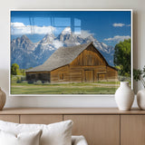75948467-MGV-FP-60X30-3P_White-Mountain Barn Scene Wall Art Canvas Print, Framed Rustic Farmhouse Style Art Picture Print, Country Cabin Decor Perfect Rustic