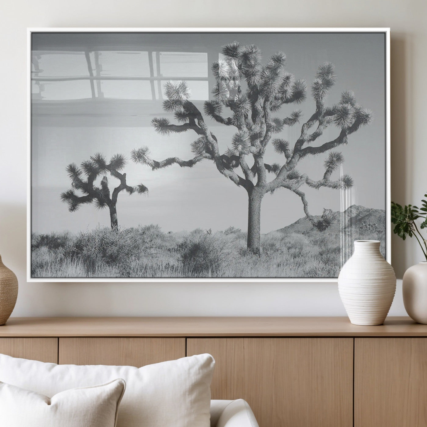 58647785-MGV-FP-60X30-3P_White-Calm Earthy Aesthetic Wall Art Canvas Print, Framed Arid Terrain Decor Art Picture Print, Joshua Tree Perfect Rustic Minimalist