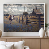 22296025-MGV-FP-36X24-3P_White-Texas Longhorn Canvas Wall Art Canvas Print, Framed Rustic Barn Wall Art Art Picture Print, Farmhouse Cow Decor Perfect Rustic