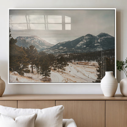 77311749-MGV-FP-36X24-3P_White-Mountain Landscape Wall Art Canvas Print, Framed Snowy Peaks Art Picture Print, Alpine Aesthetic Perfect Rustic Winter Decor