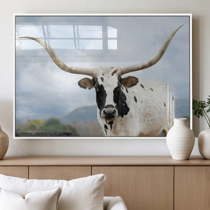 63592811-MGV-FP-36X24-3P_White-Texas Longhorn Wall Art Canvas Print, Framed Western Rustic Art Picture Print, Farmhouse Decor Perfect Rustic Farmhouse Decor