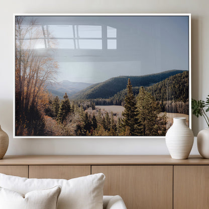 52941305-MGV-FP-36X24-3P_White-Rustic Landscape Wall Art Canvas Print, Framed Serene Valley Art Picture Print, Pine Tree Horizon Perfect Rustic Cabin Decor
