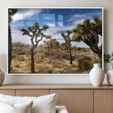 25722592-MGV-FP-36X24-3P_White-Joshua Tree Desert Wall Art Canvas Print, Framed Southwestern Nature Art Picture Print, Rustic Earth Tones Perfect Southwestern