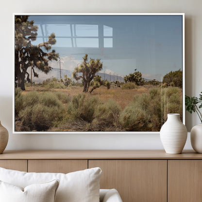 16114018-MGV-FP-36X24-3P_White-Joshua Tree Wall Art Canvas Print, Framed Desert Landscape Art Picture Print, Mountain Horizon Perfect Southwestern Boho Decor
