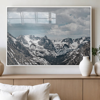 94074619-MGV-FP-36X24-3P_White-Snowy Peaks Wall Art Canvas Print, Framed Alpine Wilderness Art Picture Print, Mountain Escape Perfect Winter Serenity Decor
