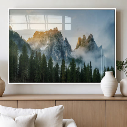 21145440-MGV-FP-36X24-3P_White-Wilderness Wall Art Wall Art Canvas Print, Framed Nature Landscape Decor Art Picture Print, Misty Forest Photography Perfect