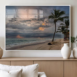 62574547-MGV-FP-36X24-3P_White-Tropical Storm Wall Art Canvas Print, Framed Moody Beach Art Picture Print, Dramatic Sky Perfect Tropical Coastal Decor Artwork