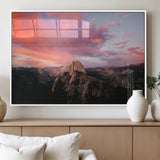 32786115-MGV-FP-36X24-3P_White-Half Dome Wall Art Canvas Print, Framed Yosemite National Park Art Picture Print, Dramatic Sunset Perfect Adventurous Wilderness