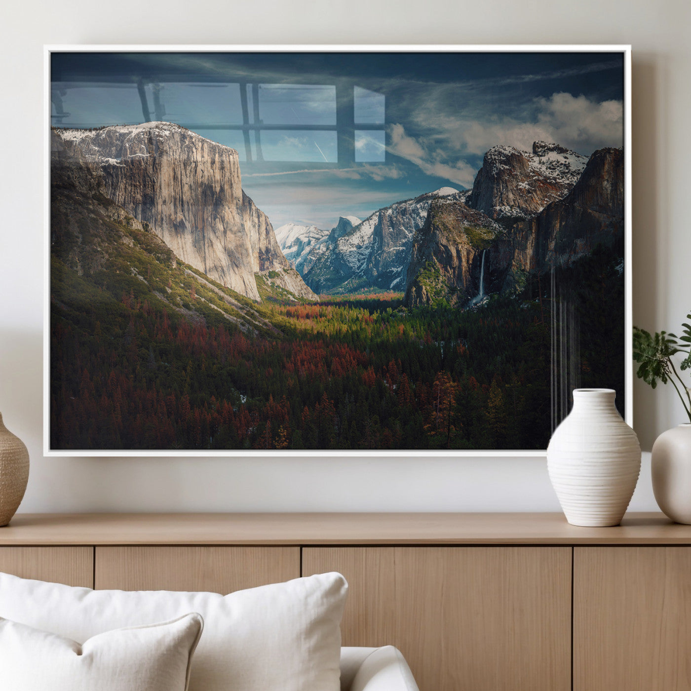 15244033-MGV-FP-36X24-3P_White-Yosemite National Wall Art Canvas Print, Framed Mountain Landscape Art Picture Print, El Capitan Perfect Rustic Farmhouse Decor