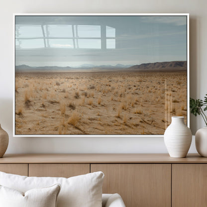 55918919-MGV-FP-36X24-3P_White-Desert Landscape Wall Art – Golden Grass Plains and Mountain Horizon Canvas Print, Southwest Nature Photography Decor for Living