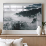 67569654-MGV-FP-36X24-3P_White-Foggy Forest Wall Art – Mist Covered Hills and Trees Landscape Canvas Print, Moody Nature Photography Decor for Living Room,