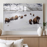 38217250-MGV-FP-36X24-3P_White-Bison Herd Wall Art – Wildlife Canvas Print of Buffalo Winter Snow Scene, Rustic Western Lodge Décor, Farmhouse & Cabin Nature