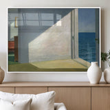 34188481-MGV-FP-36X24-3P_White-Coastal Sunlight Wall Art – Minimalist Ocean View Canvas Print, Serene Beach House Inspired Decor for Bedroom, Living Room,