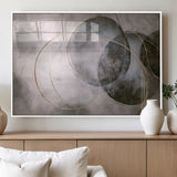 20066876-MGV-FP-60X30-3P_White-Neutral Abstract Circle Wall Art – Modern Gray Beige Gold Canvas Print, Minimalist Geometric Painting for Bedroom, Living Room,