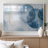 47060443-MGV-FP-36X24-3P_White-Blue Abstract Circle Wall Art – Modern Gold and Navy Canvas Print, Minimalist Geometric Painting for Living Room, Bedroom, Office