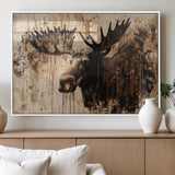83505059-MGV-FP-36X24-3P_White-Majestic Moose Wall Art – Rustic Animal Canvas Painting – Wilderness Wildlife Decor with Earthy Tones for Cabin, Lodge, Farmhouse,