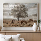 87590224-MGV-FP-36X24-3P_White-Longhorn Cattle Wall Art – Rustic Western Landscape Canvas Print, Texas Farmhouse Prairie Scene for Living Room, Office, or Ranch