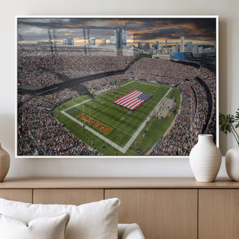 98106777-MGV-FP-36X24-3P_White-Soldier Field Wall Art – Chicago Bears Stadium Canvas Print with American Flag, Game Day Football Decor for Man Cave, Bar, or