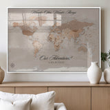 95243244-MGV-FP-36X24-3P_White-Wander Often Wonder Always World Map Wall Art – Neutral Beige Adventure Canvas Print, Rustic Boho Travel Decor for Bedroom, Living