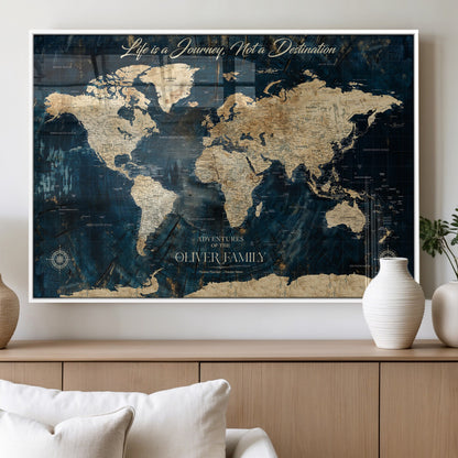 36970886-MGV-FP-36X24-3P_White-Life is a Journey Not a Destination World Map Rustic Navy Beige Vintage Travel Wall Art Adventure Quote Canvas Print for Home