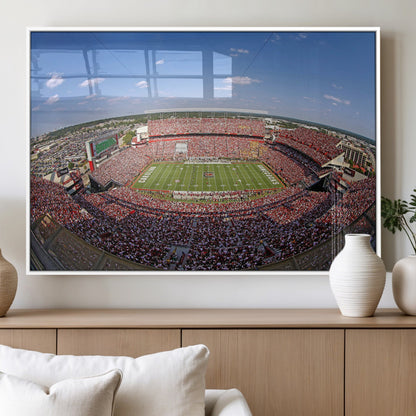 29492070-MGV-FP-36X24-3P_White-Stadium Wall Art – Panoramic College Football Canvas Print, Game Day Crowd and Field Scene, Sports Photography Decor for Office,