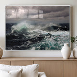 38622353-MGV-FP-36X24-3P_White-Ocean Wave Wall Art – Dramatic Seascape Canvas Print with Stormy Sky and Crashing Sea, Bold Coastal Photography for Living Room,