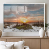 58266230-MGV-FP-60X30-3P_White-Sunset Beach Canvas Wall Art – Coastal Ocean Landscape Print, Seaside Nature Art for Coastal Chic Decor, Living Room, Bedroom,