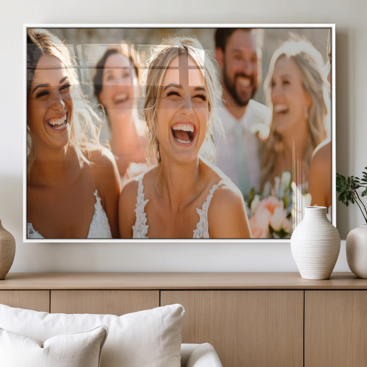 CSTM912-MGV-FP-36X24-3P_White-Framed Wedding Canvas Print - Custom Wall Art Keepsake for Couples, Elegant Home Decoration Gift, Create Your Own Photo Canvas