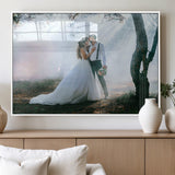 CSTM913-MGV-FP-36X24-3P_White-Framed Wedding Canvas Print - Custom Wall Art Keepsake for Couples, Elegant Home Decoration Gift, Create Your Own Photo Canvas