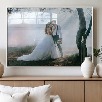 CSTM913-MGV-FP-36X24-3P_White-Framed Wedding Canvas Print - Custom Wall Art Keepsake for Couples, Elegant Home Decoration Gift, Create Your Own Photo Canvas