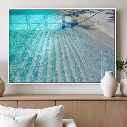 68127042-MGV-FP-36X24-3P_White-Beach Wall Art – Tropical Ocean Canvas Print, Clear Water and White Sand Photography Decor for Bedroom, Living Room, Office,