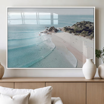 79395467-MGV-FP-36X24-3P_White-Coastal Wall Art – Aerial Beach Canvas Print, Ocean Waves and Sandy Shore Photography Decor for Bedroom, Living Room, Office,