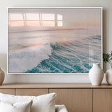 34064591-MGV-FP-36X24-3P_White-Surfing Wall Art – Sunset Ocean Wave Canvas Print, Surfer Riding Sea Photography Decor for Bedroom, Living Room, Office, Coastal