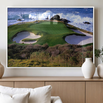 22776914-MGV-FP-36X24-3P_White-Golf Course Wall Art – Oceanfront Green Canvas Print, Coastal Pebble Beach Photography Sports Decor for Living Room, Office, Man