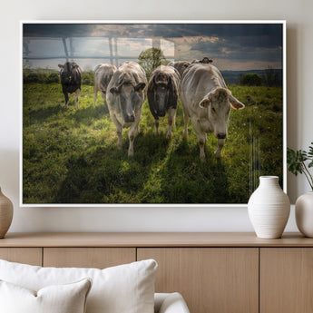 67277447-MGV-FP-36X24-3P_White-Farmhouse Wall Art – Herd of Cows Canvas Print, Rustic Country Pasture Photography Decor for Bedroom, Living Room, Office, Ranch,