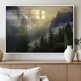 38316884-MGV-FP-36X24-3P_White-Landscape Wall Art – Misty Mountain Valley Canvas Print, Scenic Pine Forest and Sunrise Photography Decor for Bedroom, Living