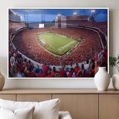 10244378-MGV-FP-36X24-3P_White-Sanford Stadium Wall Art – Georgia Bulldogs Football Panoramic Evening Canvas Print, College Game Day Decor for Man Cave, Bar, or